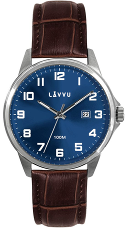LAVVU Stříbrno-hnědé pánské hodinky ÖREBRO LWM0241