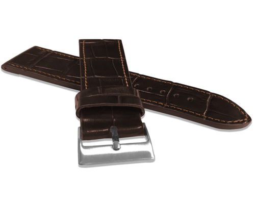 LAVVU Tmavě hnědý prošitý řemínek CROCO z luxusní kuže Top Grain - 24 LSJUC24